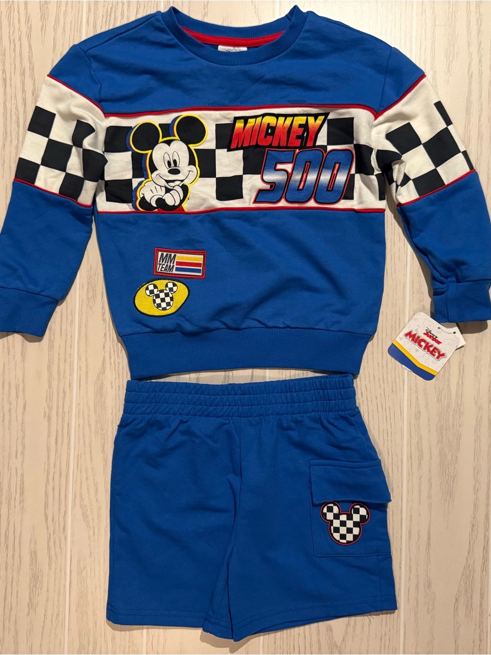 Disney Junior Mickey Mouse Boys 5T Racing Sweatshirt Shorts Set NWT